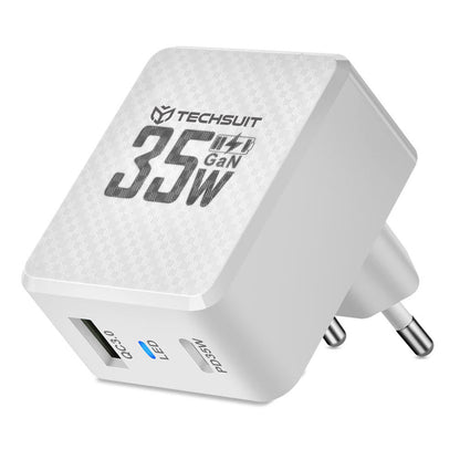 Ładowarka sieciowa Techsuit CHPD173 Tiny, 35W, 3A, 1 x USB-A - 1 x USB-C, Biała