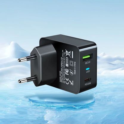 Ładowarka sieciowa Techsuit CHPD173 Tiny, 35W, 3A, 1 x USB-A - 1 x USB-C, Biała