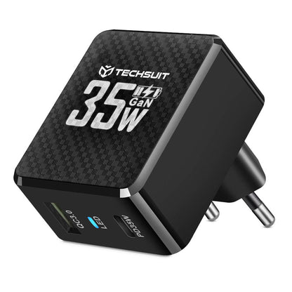 Ładowarka sieciowa Techsuit CHPD173 Tiny, 35W, 3A, 1 x USB-A - 1 x USB-C, Czarny