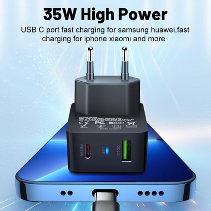 Ładowarka sieciowa Techsuit CHPD173 Tiny, 35W, 3A, 1 x USB-A - 1 x USB-C, Czarny