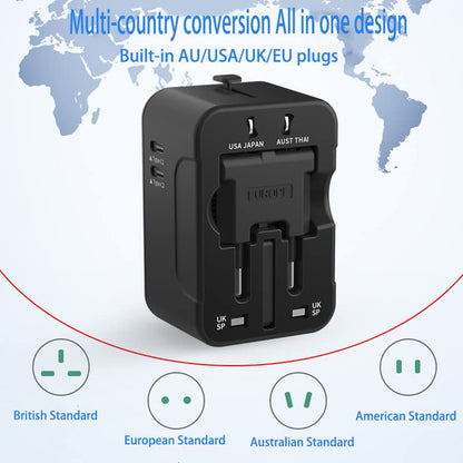 Ładowarka sieciowa Techsuit HHT202-2C Travel, 15W, 3A, 2 x USB-C, Czarny