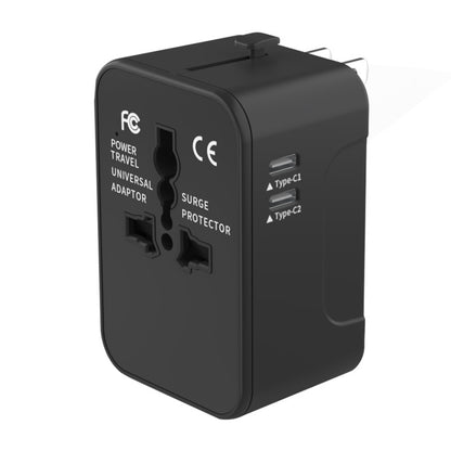 Ładowarka sieciowa Techsuit HHT202-2C Travel, 15W, 3A, 2 x USB-C, Czarny