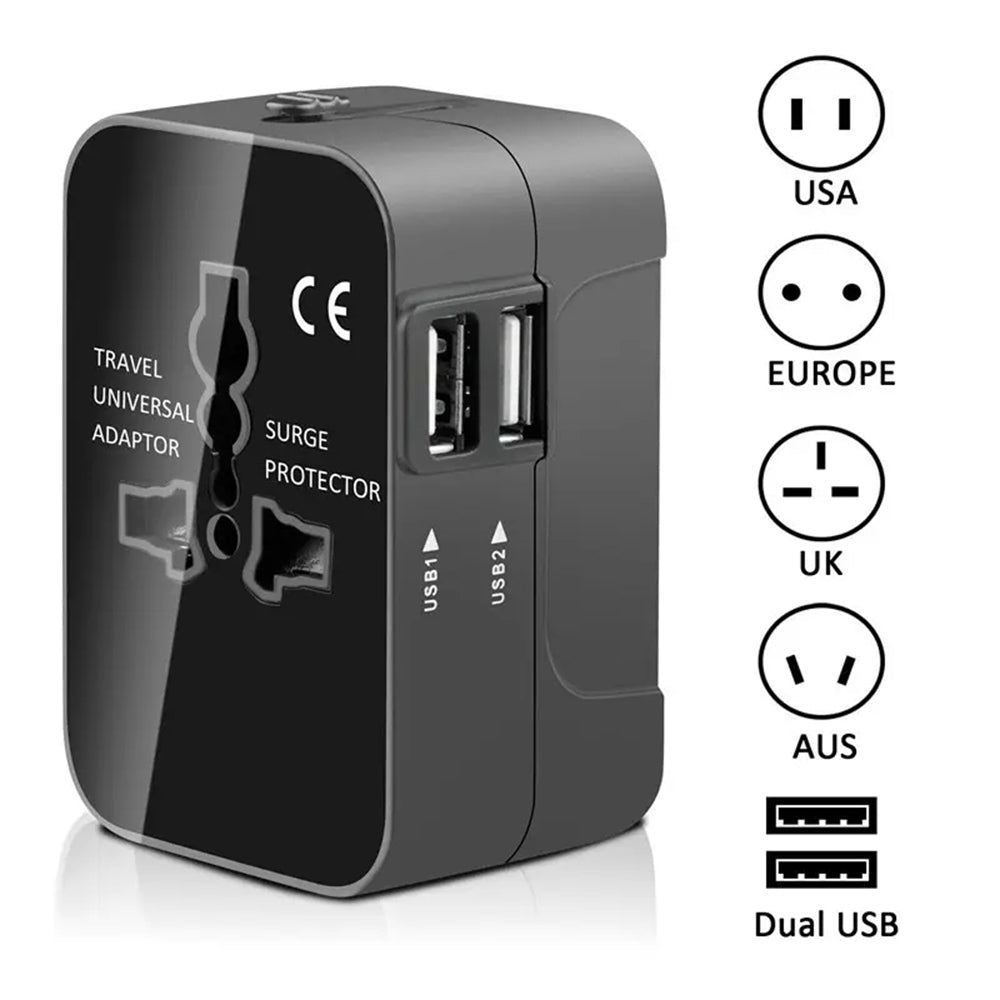 Ładowarka sieciowa Techsuit HHT202 Travel, 10W, 2A, 2 x USB-A, Czarny