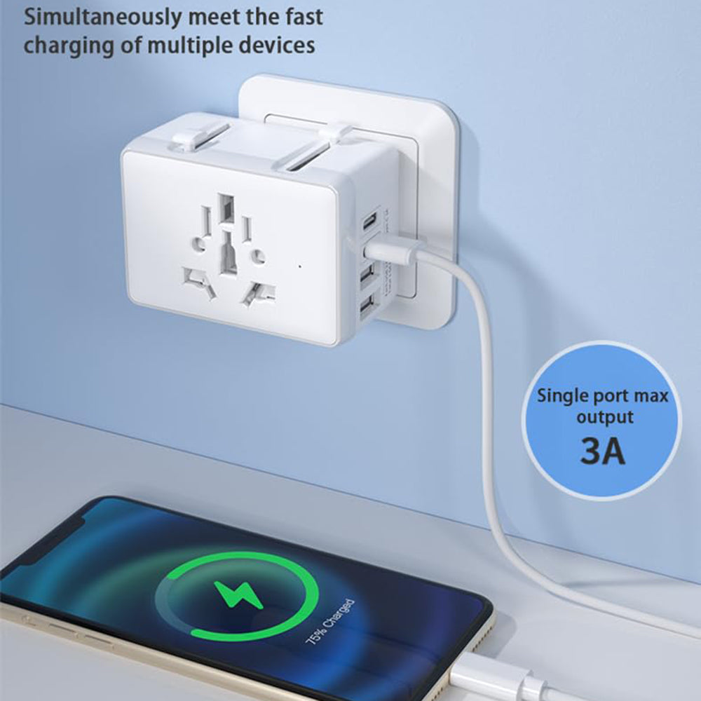 Ładowarka sieciowa Techsuit HHt204A Travel, 15W, 3A, 2 x USB-A - 2 x USB-C, Czarny