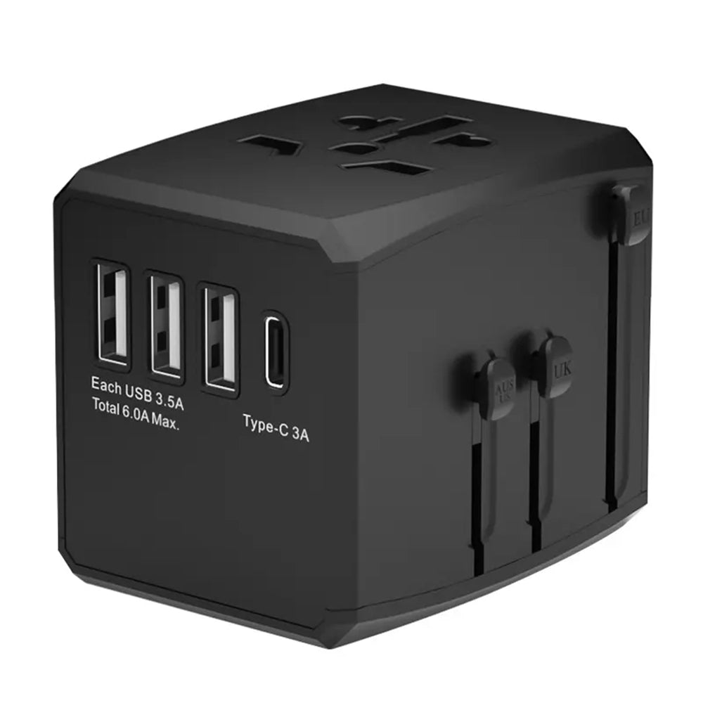 Ładowarka sieciowa Techsuit HHT904-B1 Travel, 15W, 3A, 3 x USB-A - 1 x USB-C, Czarny