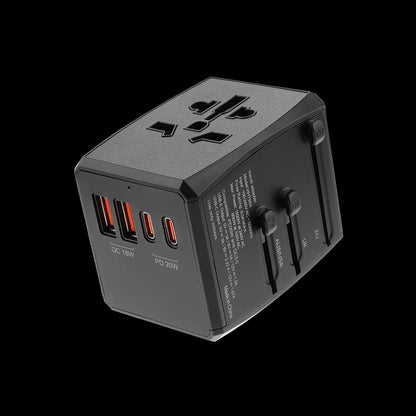 Ładowarka sieciowa Techsuit HHT904-B2 Travel, 20W, 3A, 2 x USB-A - 2 x USB-C, Czarny