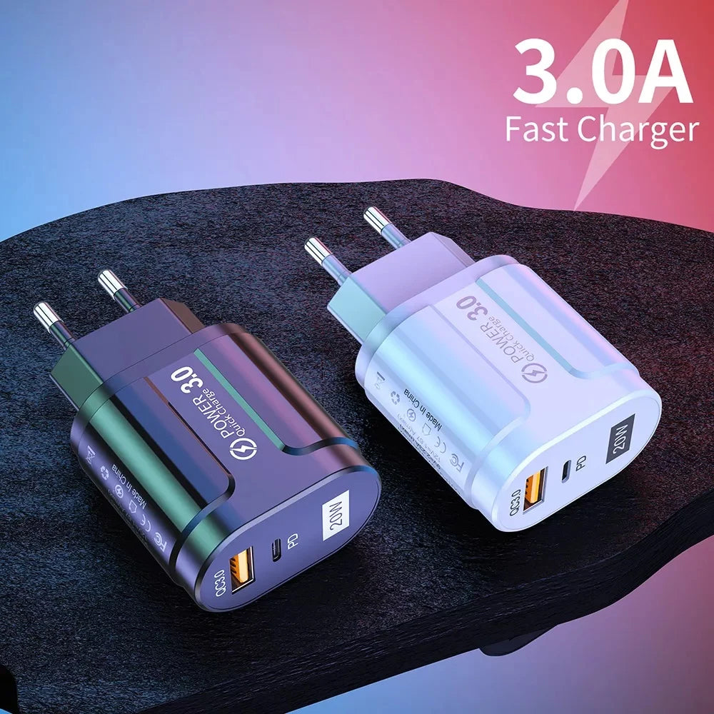 Ładowarka sieciowa Techsuit Premium, 20W, 3A, 1 x USB-A - 1 x USB-C, Czarny CHPD038