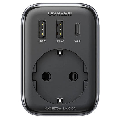 Ładowarka sieciowa UGREEN 15289 US, 30W, 3A, 2 x USB-A - 1 x USB-C - 1 x Schuko, Czarny
