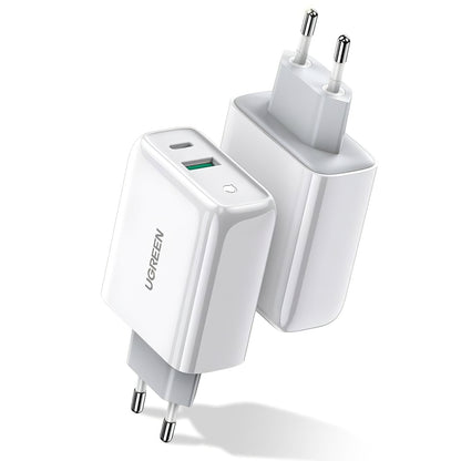 Ładowarka sieciowa UGREEN CD170, 36W, 3A, 1 x USB-A - 1 x USB-C, biała 