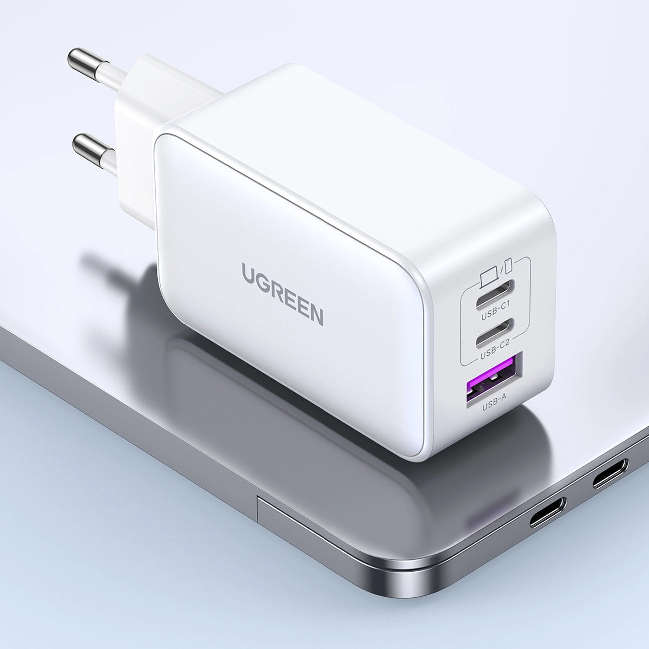 Ładowarka sieciowa UGREEN CD244, 65W, 3A, 1 x USB-A - 2 x USB-C, biała