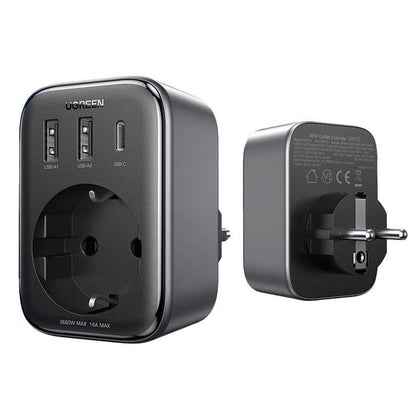 Ładowarka sieciowa UGREEN CD314, 30W, 3A, 2 x USB-A - 1 x USB-C - 1 x Schuko, czarna 