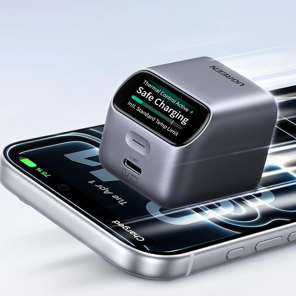Ładowarka sieciowa UGREEN Nexode Pro X740 (25419B) z wyświetlaczem, 45 W, 3 A, 1 × USB-C, szara