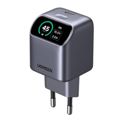 Ładowarka sieciowa UGREEN Nexode Pro X740 (25419B) z wyświetlaczem, 45 W, 3 A, 1 × USB-C, szara