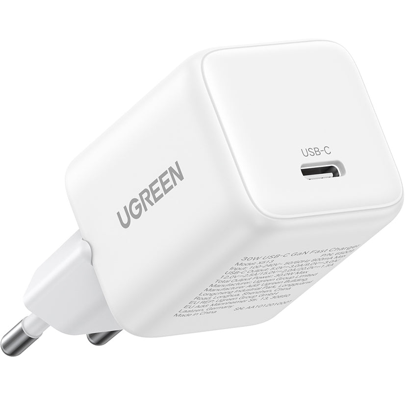 Ładowarka sieciowa UGREEN X513, 30W, 3A, 1 x USB-C, Biała