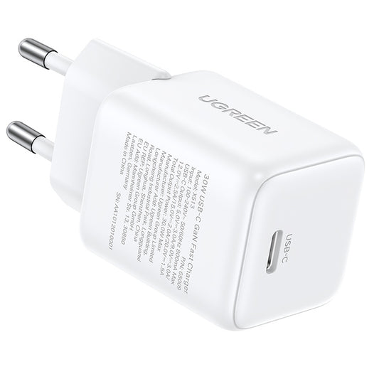 Ładowarka sieciowa UGREEN X513, 30W, 3A, 1 x USB-C, Biała