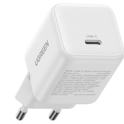 Ładowarka sieciowa UGREEN X513, 30W, 3A, 1 x USB-C, Biała