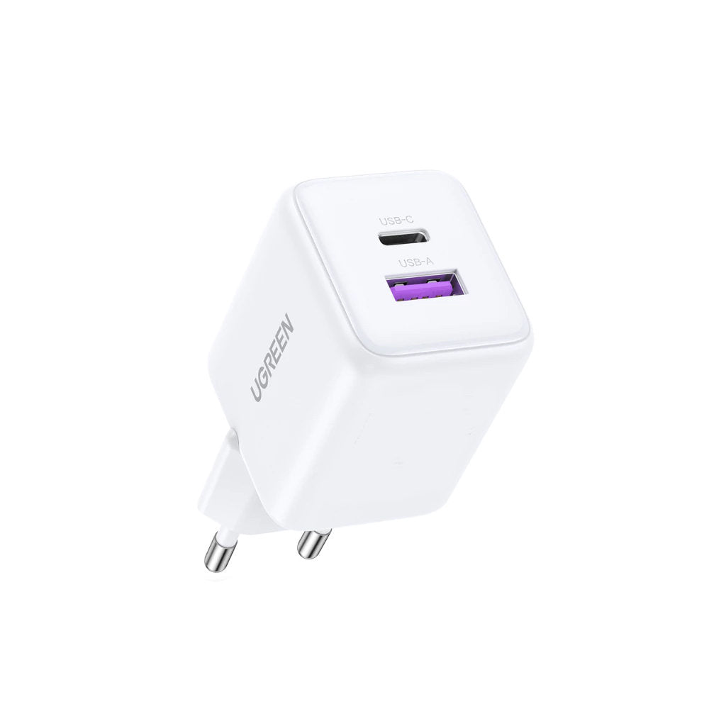 Ładowarka sieciowa UGREEN X516, 30W, 3A, 1 x USB-A - 1 x USB-C, Biała