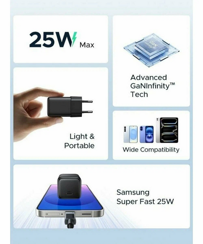 Ładowarka sieciowa UGREEN X517, 25W, 3A, 1 x USB-C, Czarny