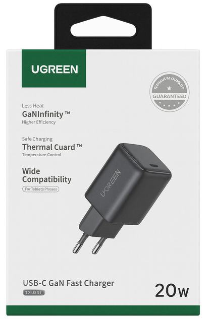 Ładowarka sieciowa UGREEN X517, 25W, 3A, 1 x USB-C, Czarny