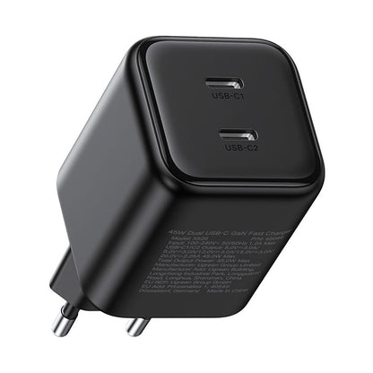 Ładowarka sieciowa UGREEN X526 (65058), 45W, 3A, 2 x USB-C, czarna