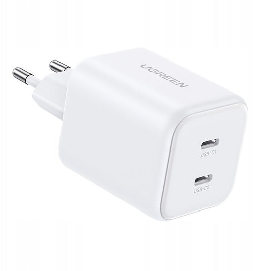 Ładowarka sieciowa UGREEN X526 (65154), 45W, 3A, 2 x USB-C, Biała