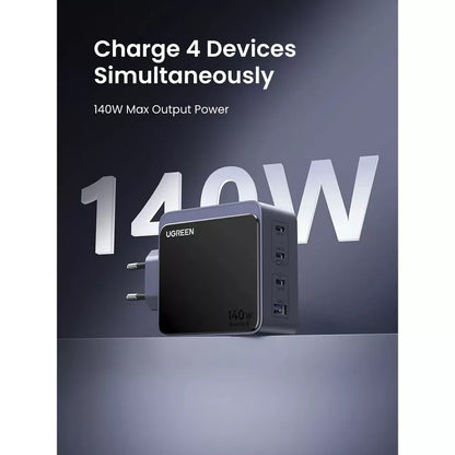 Ładowarka sieciowa UGREEN X570 Nexode S, 140W, 5A, 1 x USB-A - 3 x USB-C, Szara