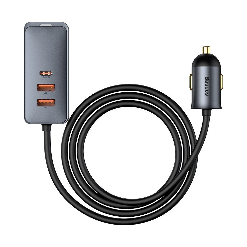 Ładowarka samochodowa Baseus Share Together, 120 W, 3 A, 2 x USB-A - 2 x USB-C, szara CCBT-A0G