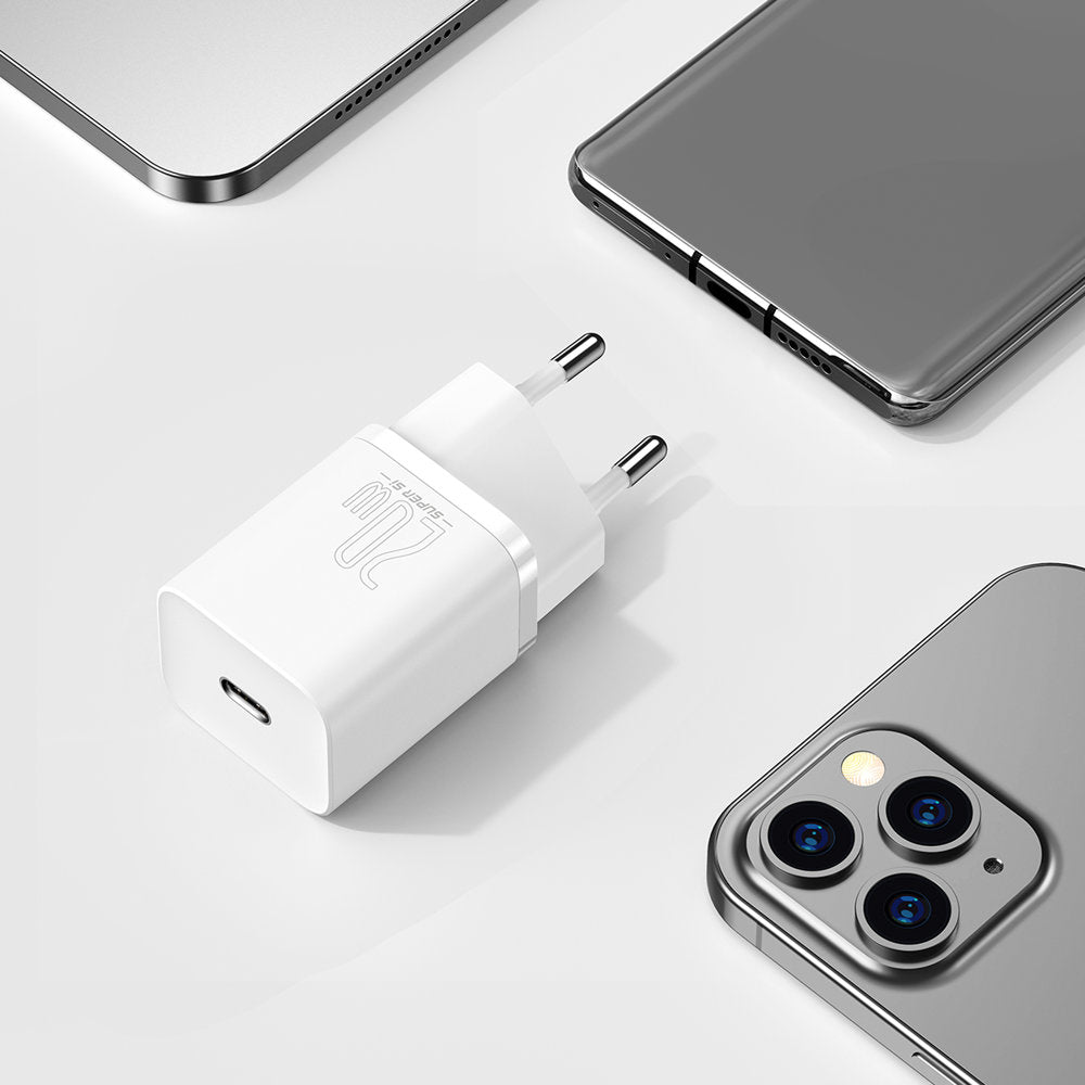 Ładowarka sieciowa Baseus Super Si, 20 W, 3 A, 1 x USB-C, biała CCSUP-B02