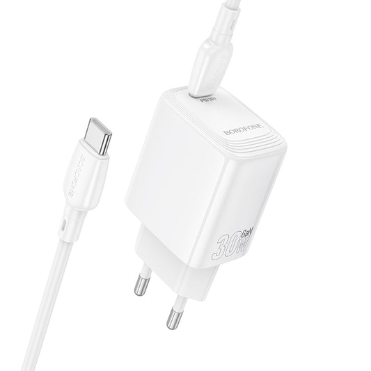 Ładowarka sieciowa z kablem USB-C Borofone BN28 Fuente, 30W, 3A, 1 x USB-C, Biała