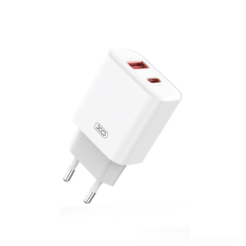 Ładowarka sieciowa z kablem USB-C XO Design CE12, 20W, 3A, 1 x USB-A - 1 x USB-C, biała