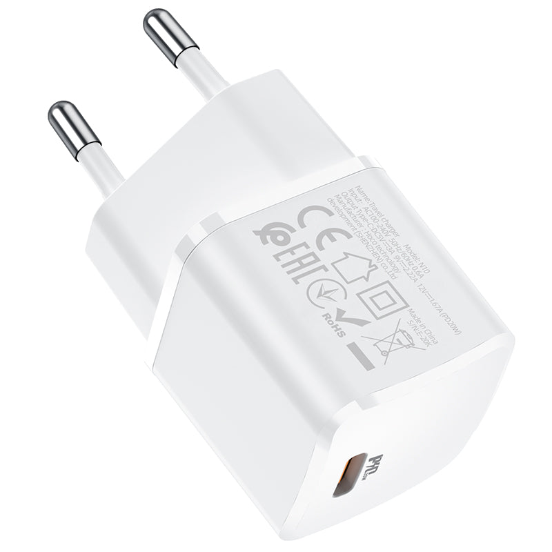 Ładowarka sieciowa HOCO N10, 20W, 3A, 1 x USB-C, biała