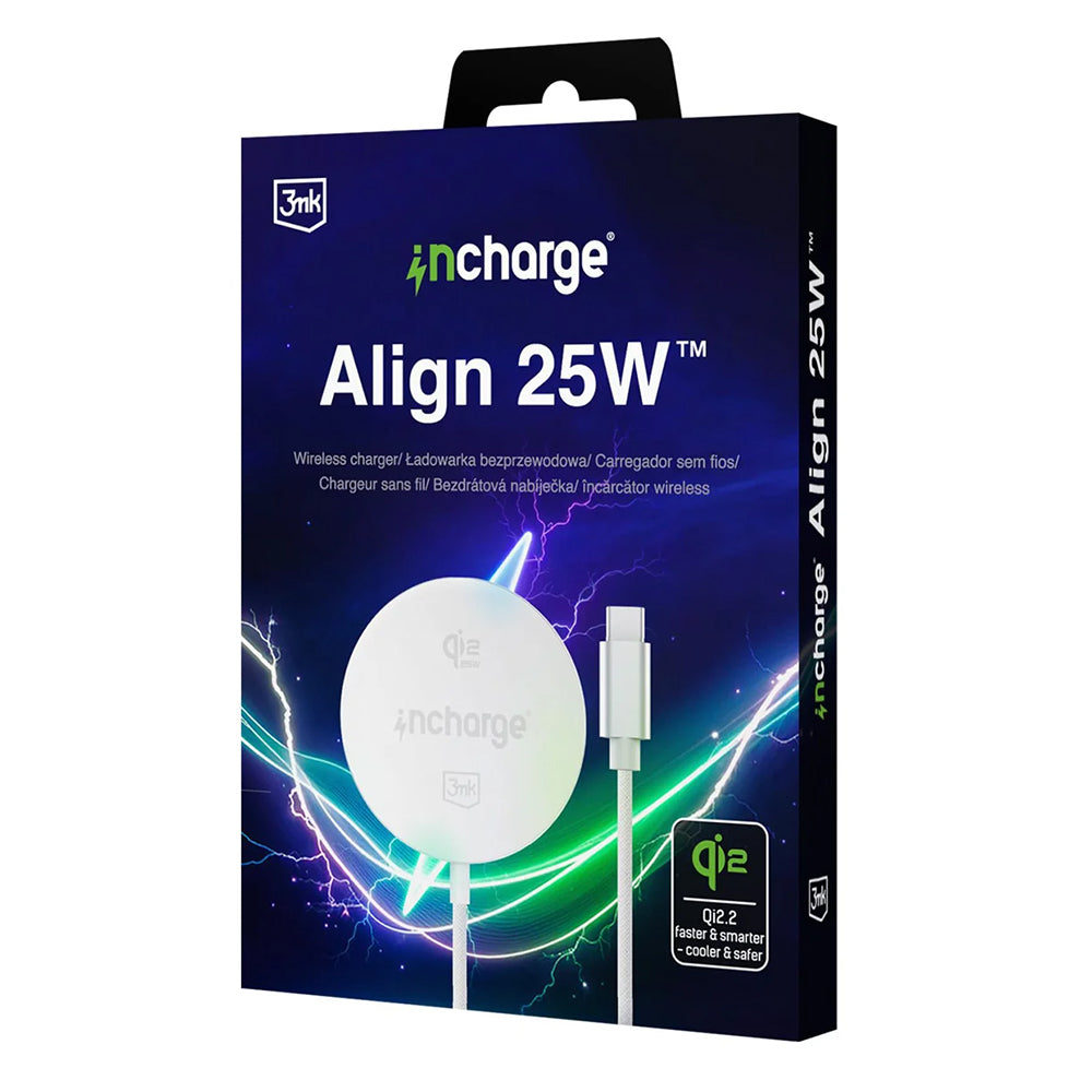 Ładowarka sieciowa bezprzewodowa 3MK Align, 25W, biała