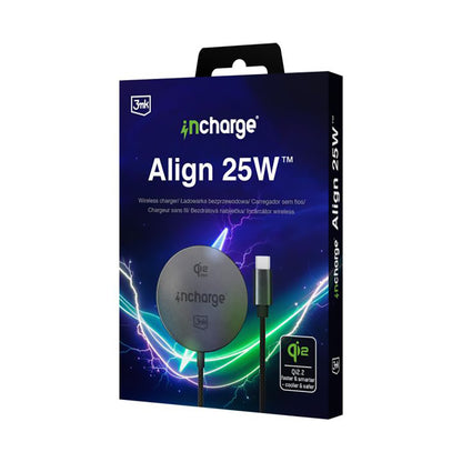 Ładowarka sieciowa bezprzewodowa 3MK Align, 25W, czarna