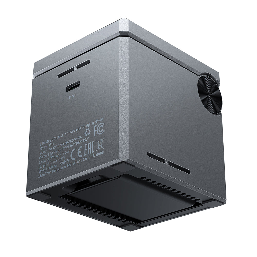 Ładowarka Sieciowa Bezprzewodowa Acefast E18 Rubik's Cube 3w1, 23W, 1.67A, Szara