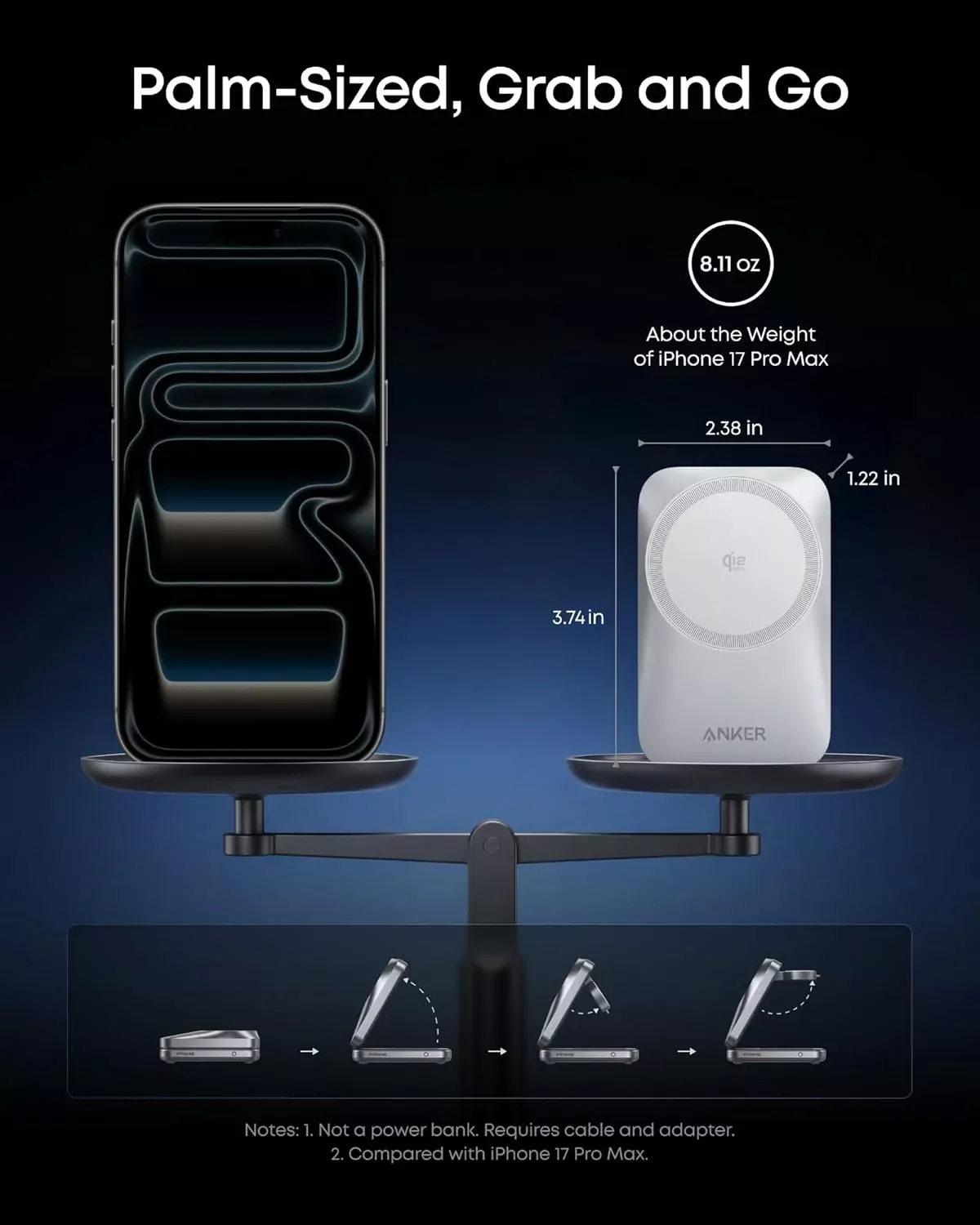 Ładowarka sieciowa bezprzewodowa Anker Prime MagGo 3w1, 25W, Biała B25N1G21