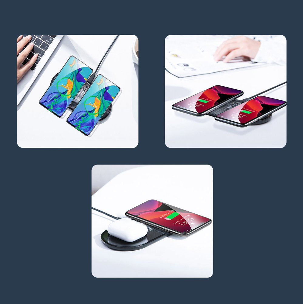 Ładowarka Sieciowa Bezprzewodowa Baseus Simple 2in1, 15W, 1.67A, Przezroczysta WXJK-A01