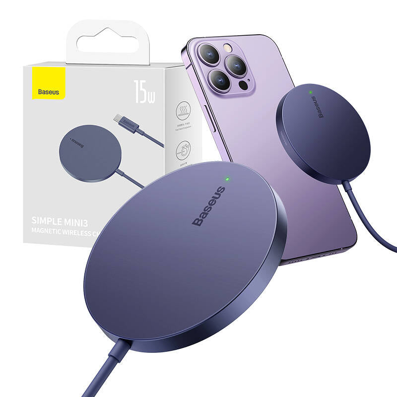 Ładowarka Sieciowa Bezprzewodowa Baseus Simple Mini3, 15W, 1.67A, Fioletowy CCJJ040205