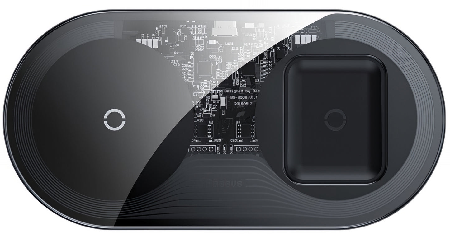 Ładowarka Sieciowa Bezprzewodowa Baseus Simple 2in1, 15W, 1.67A, Przezroczysta WXJK-A01