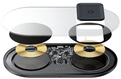 Ładowarka Sieciowa Bezprzewodowa Baseus Simple 2in1, 15W, 1.67A, Przezroczysta WXJK-A01