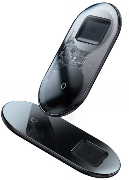 Ładowarka Sieciowa Bezprzewodowa Baseus Simple 2in1, 15W, 1.67A, Przezroczysta WXJK-A01