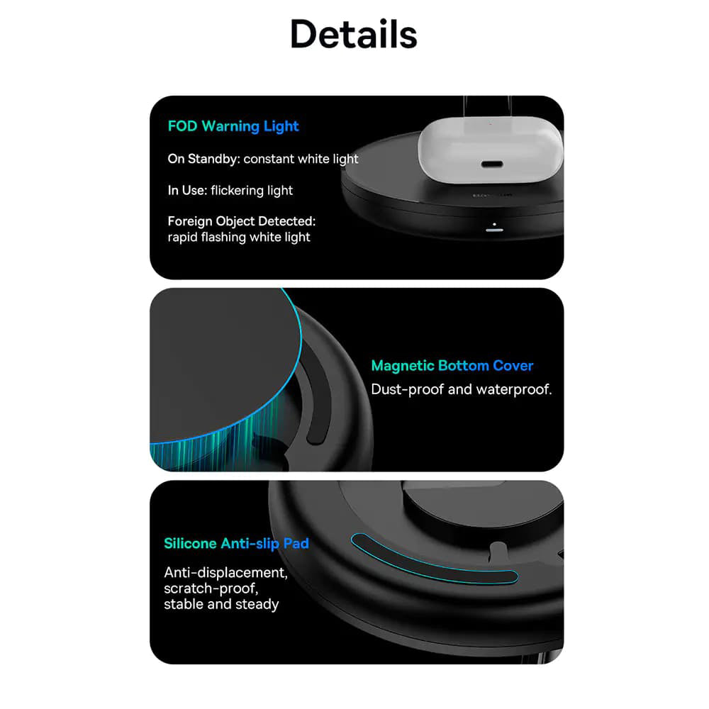 Ładowarka sieciowa bezprzewodowa Baseus Swan 3w1, 20W, 1.67A, P10221302113-Z1