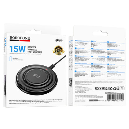 Ładowarka Sieciowa Bezprzewodowa Borofone BQ40 Crown, 15W, 1.67A, Czarna
