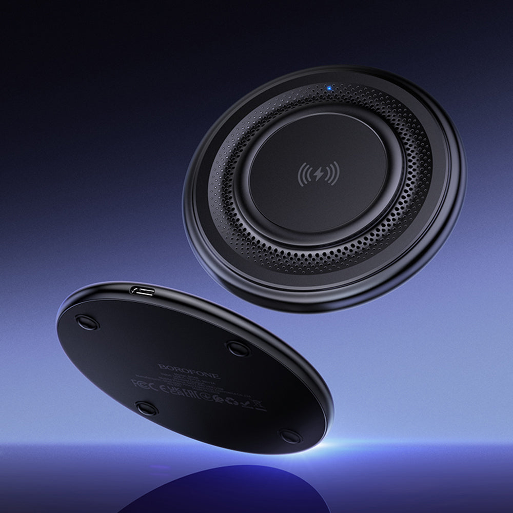 Ładowarka Sieciowa Bezprzewodowa Borofone BQ40 Crown, 15W, 1.67A, Czarna