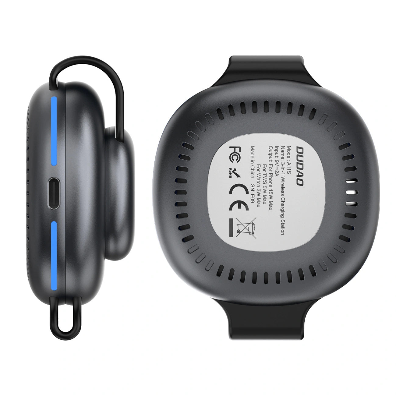 Dudao A11S 3in1 Wireless Network Charger, 15W, Black