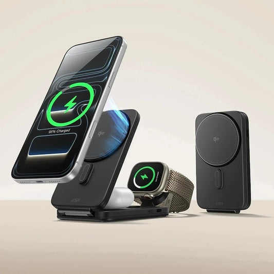 Ładowarka Sieciowa Bezprzewodowa ESR CryoBoost 3w1, 25W, Czarna