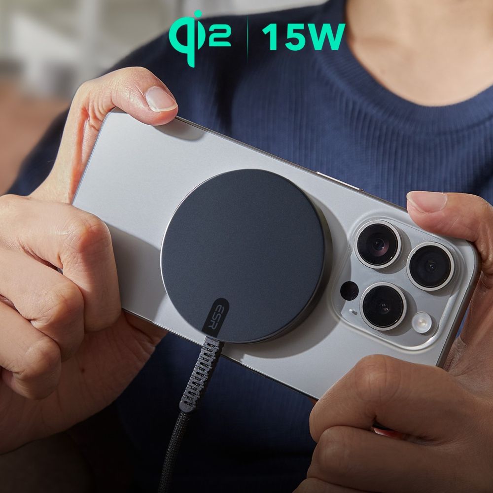 Ładowarka Sieciowa Bezprzewodowa ESR HaloLock, 15W, 1.67A, Czarna