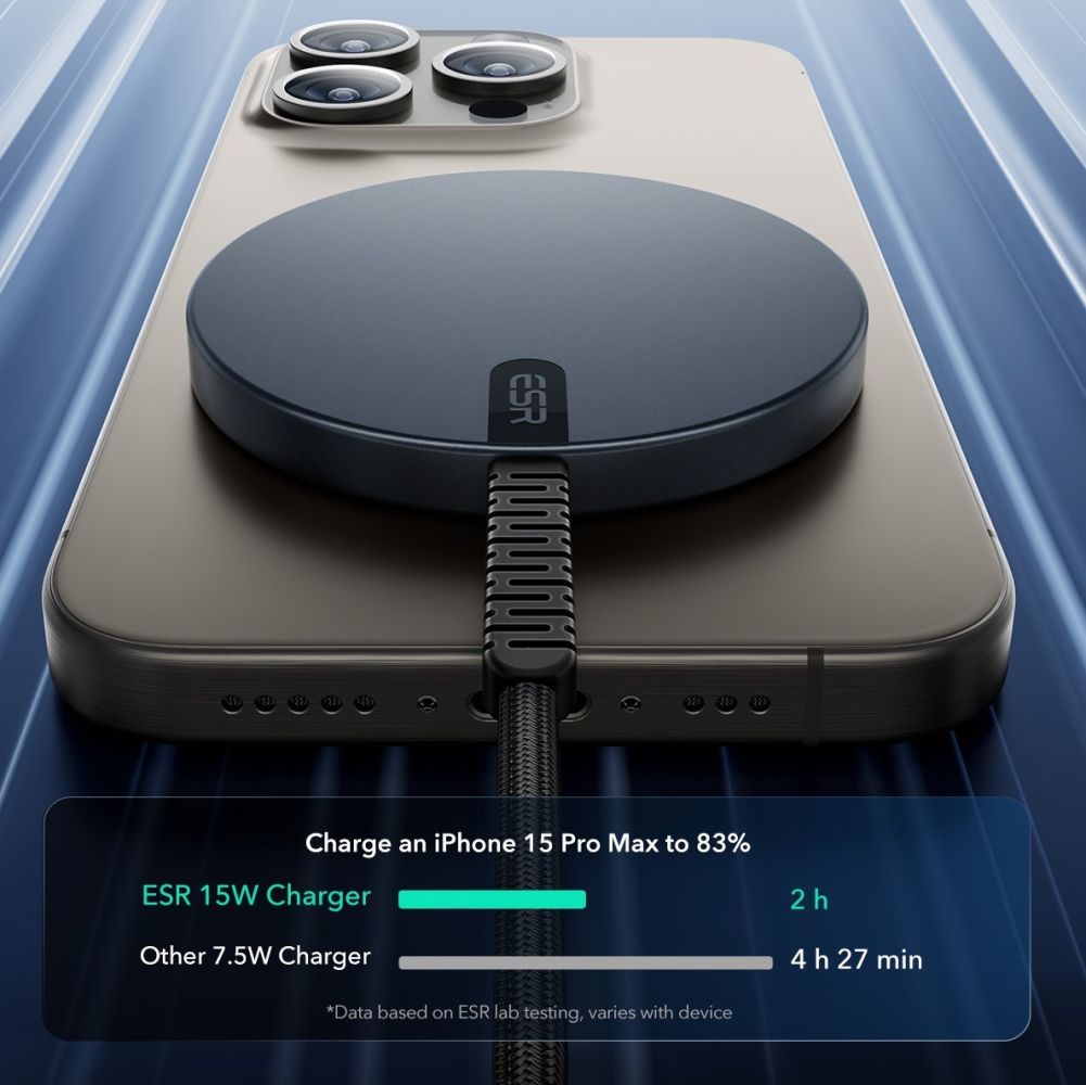 Ładowarka Sieciowa Bezprzewodowa ESR HaloLock, 15W, 1.67A, Czarna