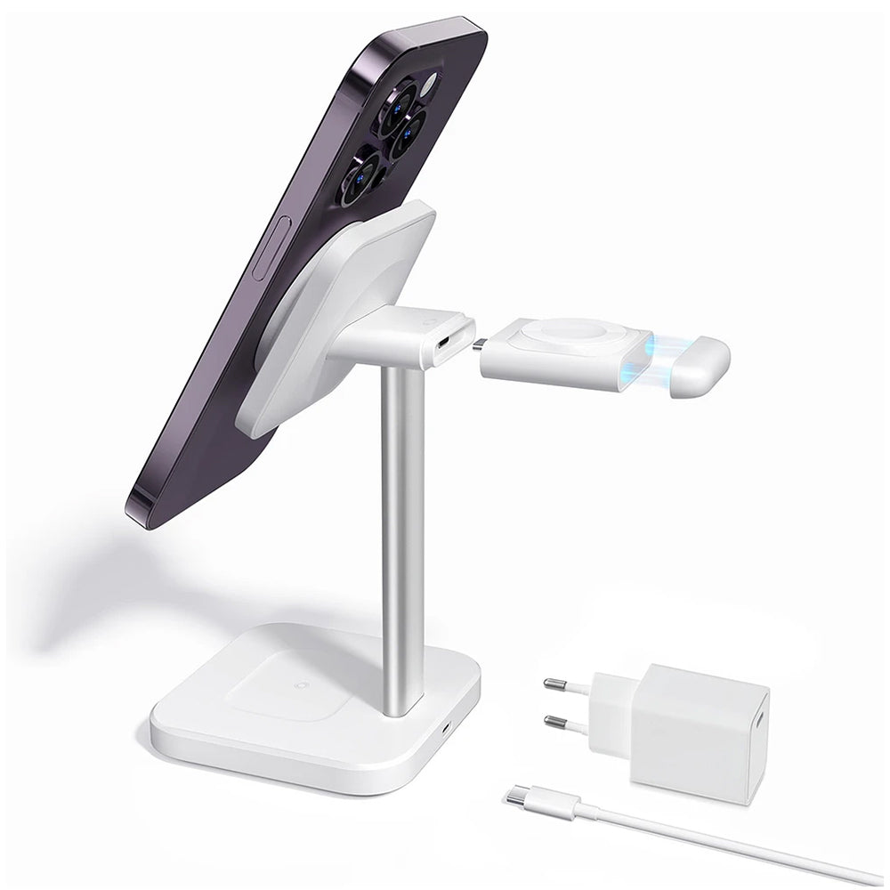 Ładowarka sieciowa bezprzewodowa ESR HaloLock 3w1, 15W, 1.67A, Biała