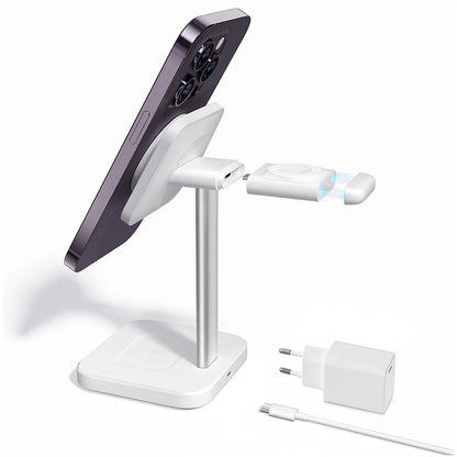 Ładowarka sieciowa bezprzewodowa ESR HaloLock 3w1, 15W, 1.67A, Biała