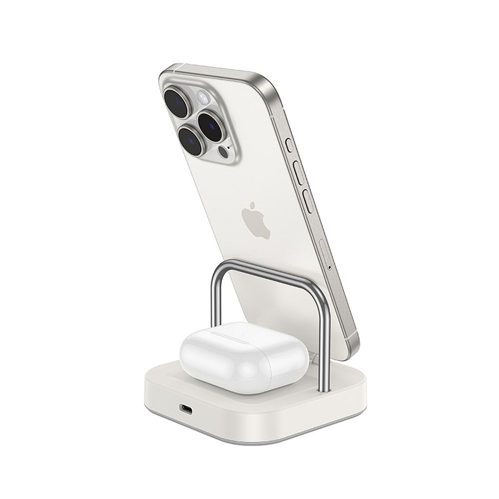 Ładowarka Sieciowa Bezprzewodowa HOCO CQ16A 3w1, 15W, 1.67A, Biała